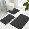 Set of 3 Bathroom Rug Bath Mats for Bathroom Floor Super Thick Soft Shaggy Chenille Bath Mats Dry Fast Water Absorbent Bath Mats