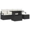 Ensemble de canapé de jardin de 6 pièces avec coussins en rattan poly noir, Canapé de jardin 2 places avec rangement 3357540