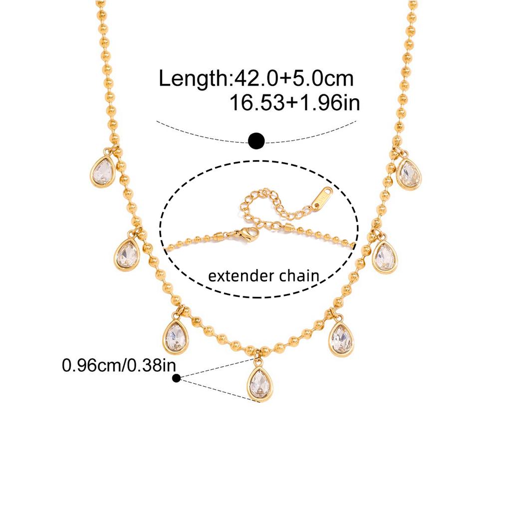 Fashion Teardrop-shaped White Cubic Zirconia Pendant Necklace 18 K Pvd Plated Statement Collar Necklace Jewelry Gift