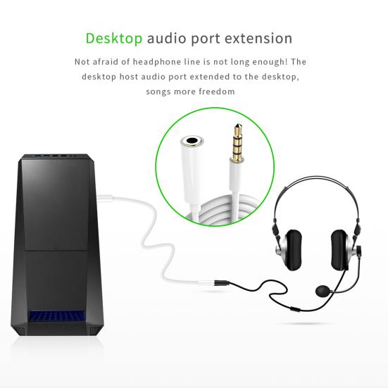 Earphone Extension Cable Signal Transfer Plug Stereo Audio Play 3.5mm Male to Female