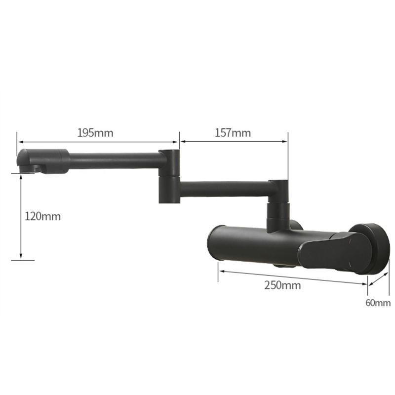 Telescopic Folding Kitchen Faucets Black Brass 360 Rotate Wall Mounted Bathroom Hidden Faucet Fold-able Crane Sink Mixer Tap