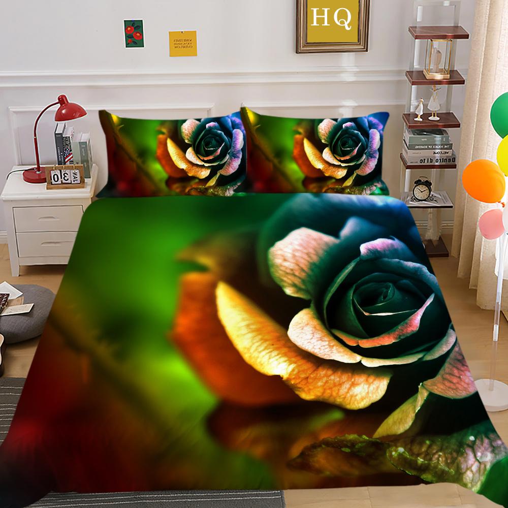 Flowers Printed Bed Clothes Double Size Polyester Bedspreads Gir Fashion High Ranking Home Bedclothes