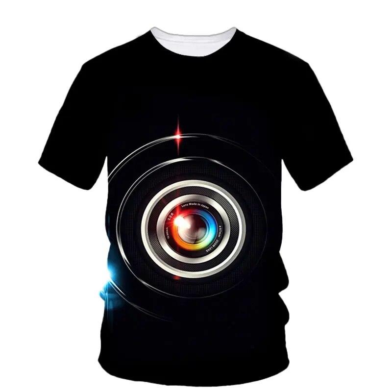 Men'S Personality T-shirt 3d High Definition Printing Camera Pattern Summer Fashion Trend Short Sleeve Photographer Crewneck Top