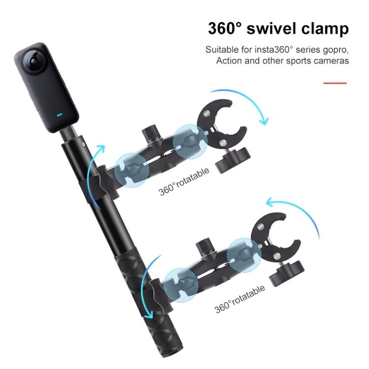 Motorcycle Clamps Handlebar Fixed Mount 3-stage Telescopic Selfie Stick