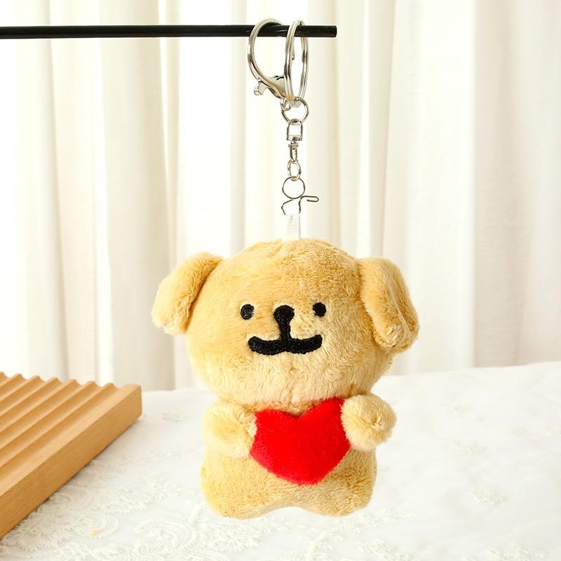 1-20PCS 3D Cute Plush Dog Keychain Soft Fabric Heart Line Design Puppy Toy Bag Pendant Gift Decorative Doll Accessories