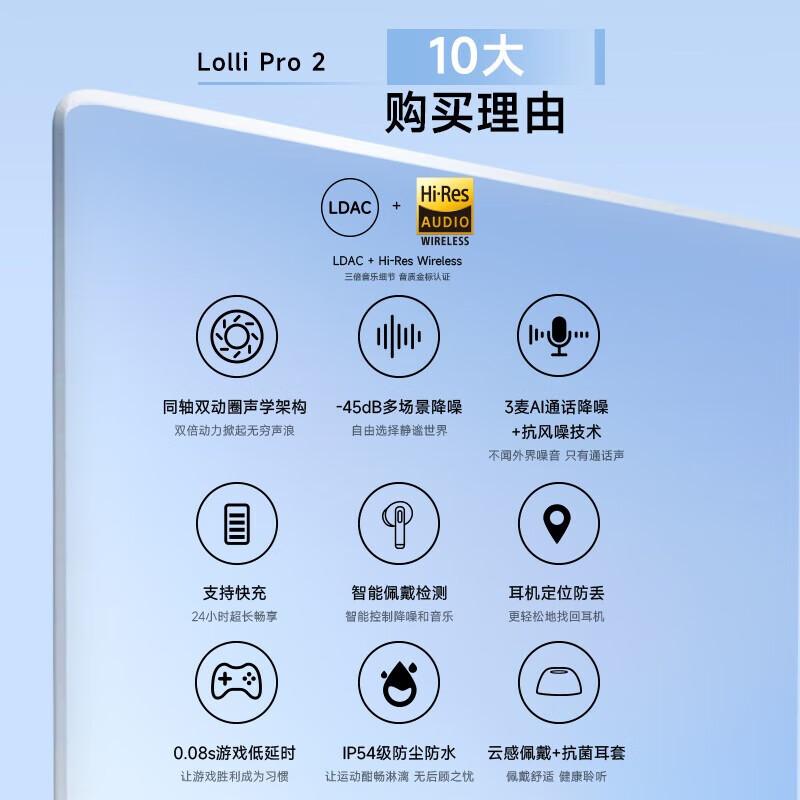 

EDIFIER Lolli Pro2 True Wireless Active Noise Cancelling Earbuds