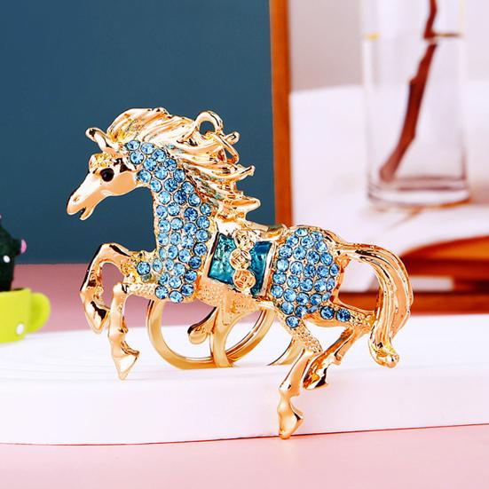 Keychain 2026 Year of Horse Key Chain Shiny Rhinestone Horse Animal Design Keychain Bag Charm Accessory