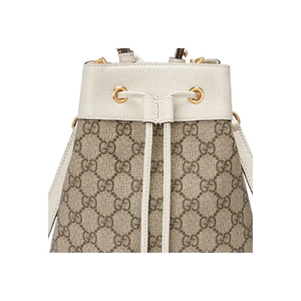 Gucci Ophidia Logo Stripe Drawstring Canvas And Leather Bucket Bag Women bags Ebony White 550621-96I3B-9794