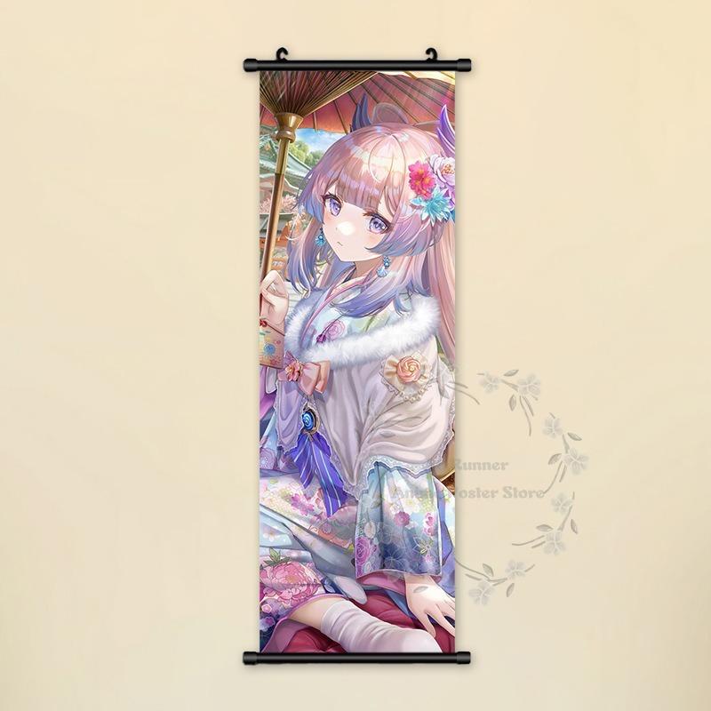 Impact Genshin Poster Anime Hot Games Wall Artwork Hutao Klee Vendi Canvas Painting Print Hanging Scroll Home Decoration Gift