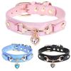 Cute Heart Rhinestone Pet Collar - PU Leather with Metal Hardware, Adjustable Neckband for Small Medium Dogs & Cats,