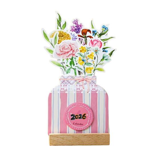 2025-2026 Small Desk Calendar 24 Months Floral Desktop Calendar Home Office Mini Standing Flip Decorative Flower Calendar