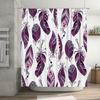 Vibrant Feather Print Shower Curtain Purple Decorative Bathroom Accessories Set for Home Decoration
