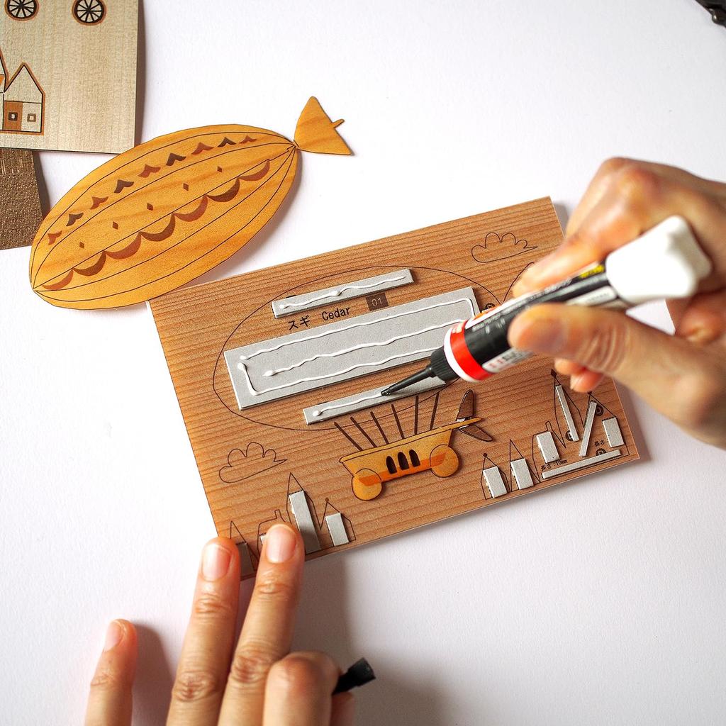 KINOWA "Airship" Wood Collage Original DIY Kit Vehicle Made In Japan