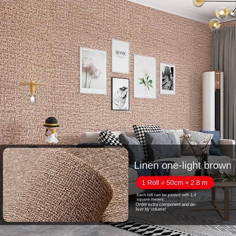 0.5x2.8m 3D Wall Linen New Design Self-adhesive Living Room Bedroom Waterproof Wallpaper Children's Room Decorative Wall
