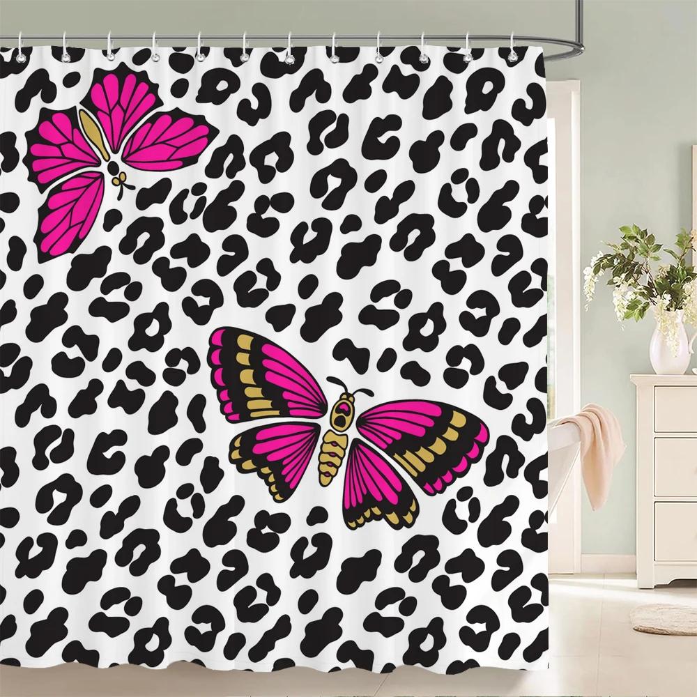 Sexy Leopard 3D Duschvorhänge Wasserdichtes Gewebe Geometrische Blume Badezimmervorhang Mit Haken Dekor 180*200cm Badewannen-Bildschirm