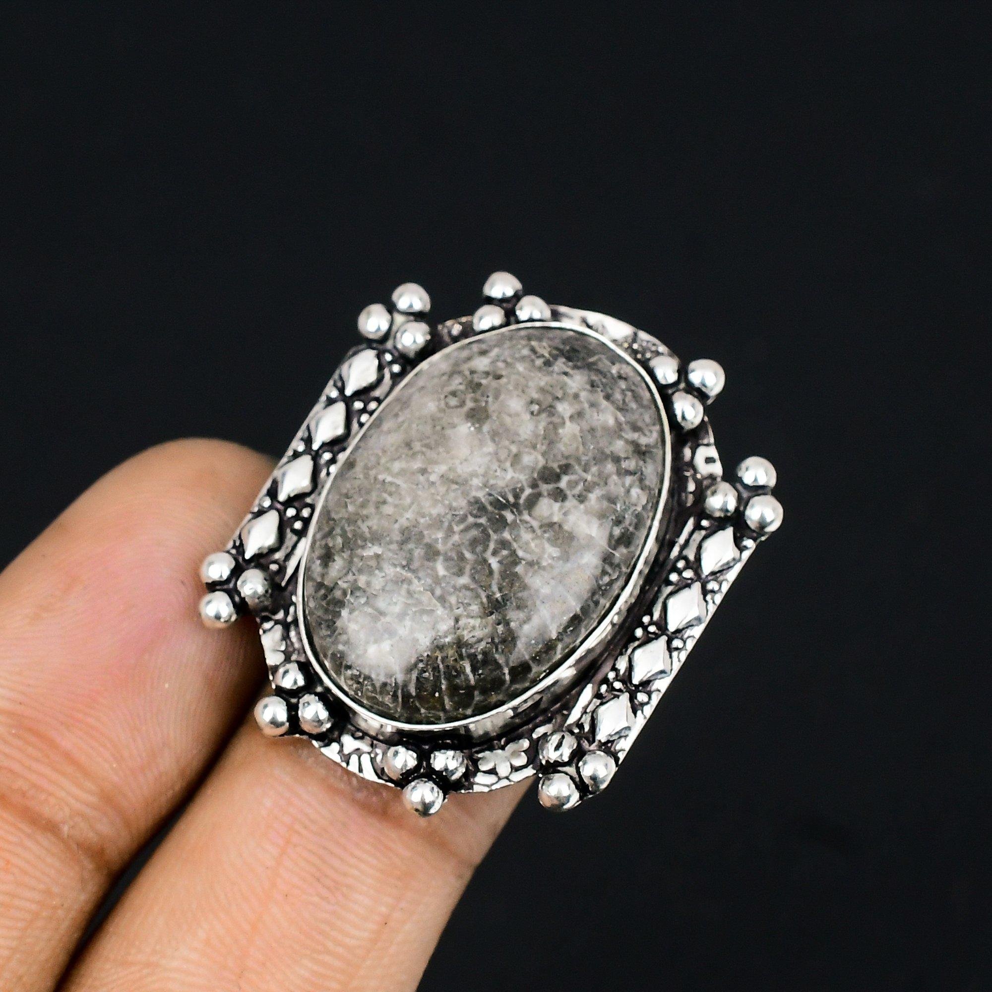 

Natural Stingray Coral Gemstone Statement Ring Size 7 925 Sterling Silver 7