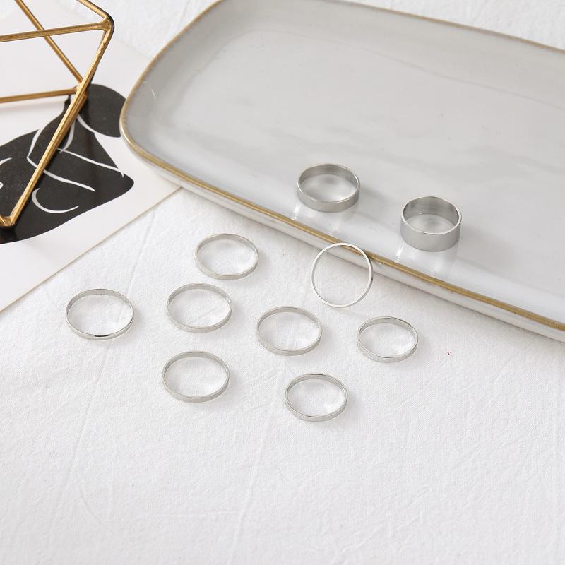 Ring Creative Fashion Style Thick Plain Ring Ring 10-Piece Joint Ring Women