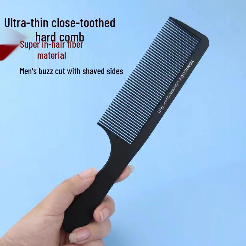 

Barber Shop Special: Black Carbon Steel Fine & Long Tooth Large Hairdressing Comb, Ultra-thin Men s Hair Cutting Flat Top Comb.