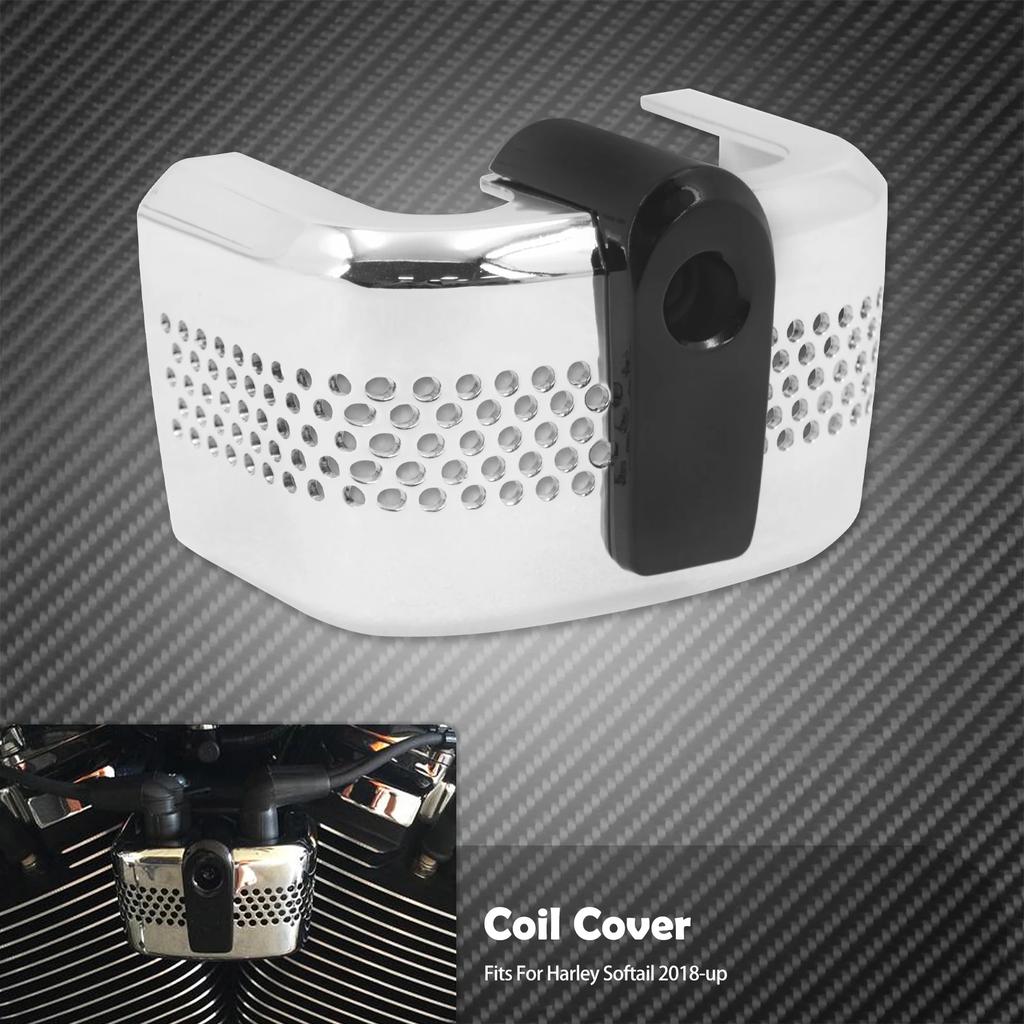 Motorcycle Ignition Coil Cover Black/Chrome Caps For Harley Softail Street Bob FXBB Low Rider Breakout FXBR Fat Boy FXFB 2018-23