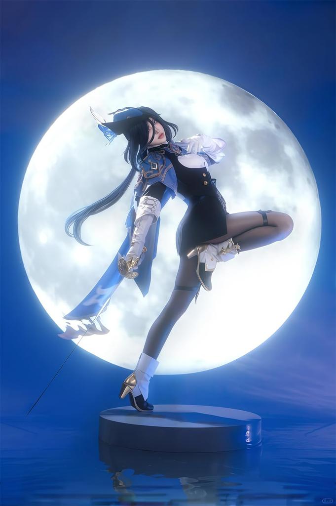Genshin Impact Cosplay Chlorinde Cosplay Costume Chlorinde Uniform Chlorinde Genshin Impact Eye Duel Agent Shadow Hunter [NOKIJP] God's