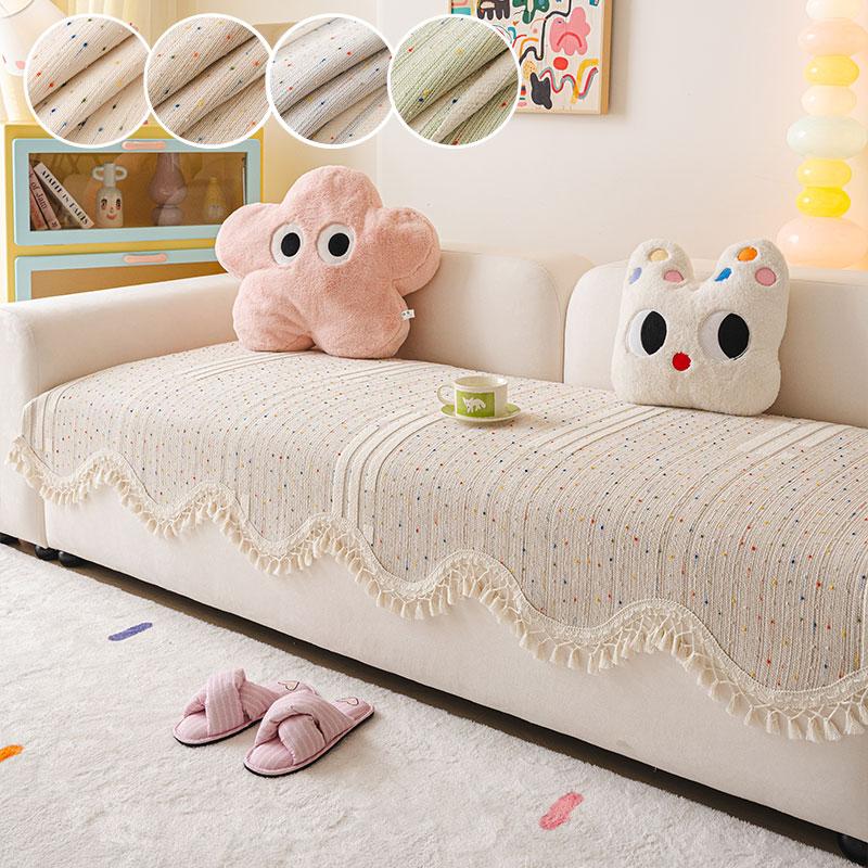 1Pc-Dopamine Sofa Cushion With Four Seasons Universal Premium Feeling, Irregular Straight Anti Slip Sofa Cushion Cover 90*90cm
