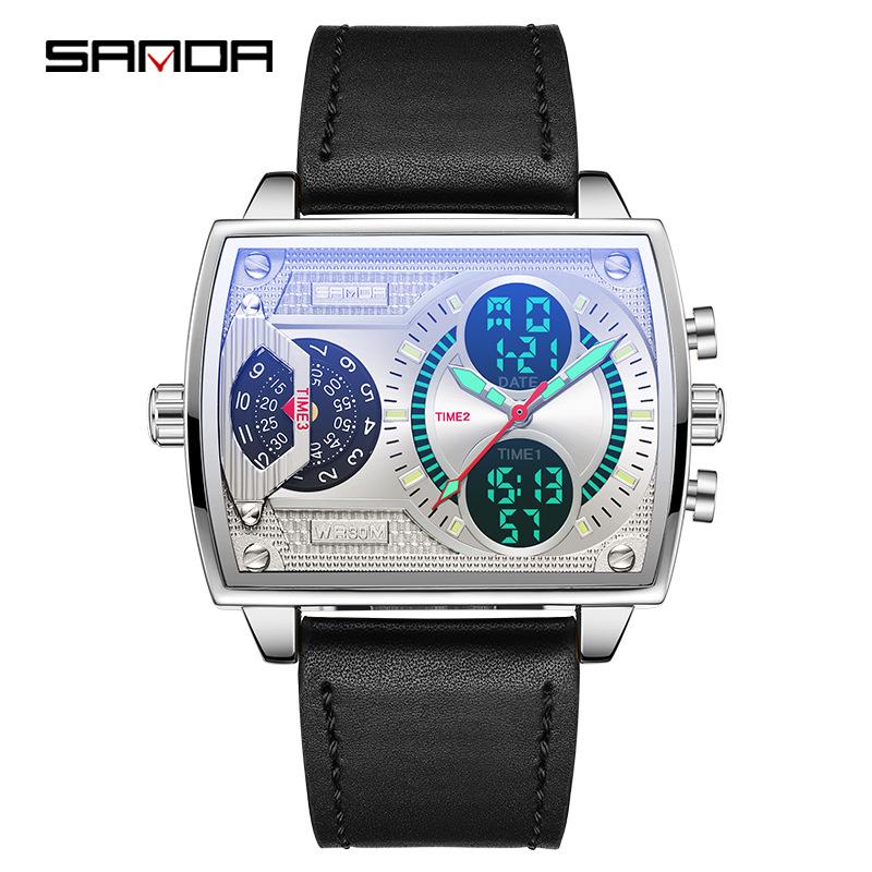 Sanda Men's Trendy Business & Sports Waterproof Electronic Watch