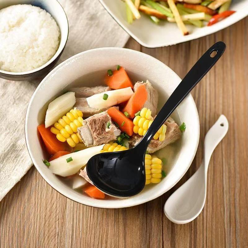 Thickened Long Handle Disposable Plastic Soup Spoon with Colander Design for Takeaway