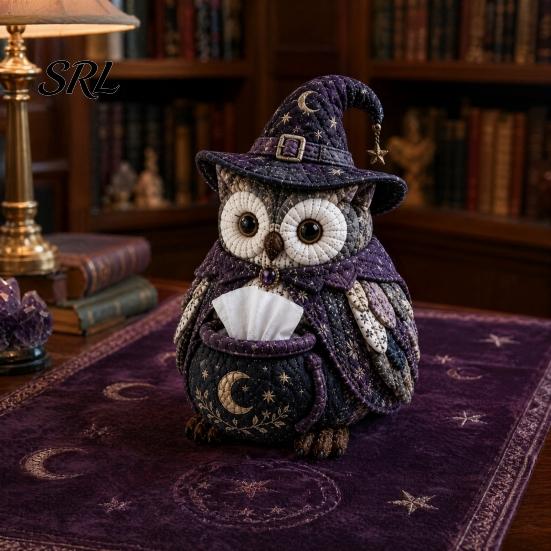 Patchwork Craft Kit DIY Tissue Box Cover Kit, Owl Shape, Soft Textures Woodland Animal Decor Sewing Handmade for Handicraft Enthusiast Beginners