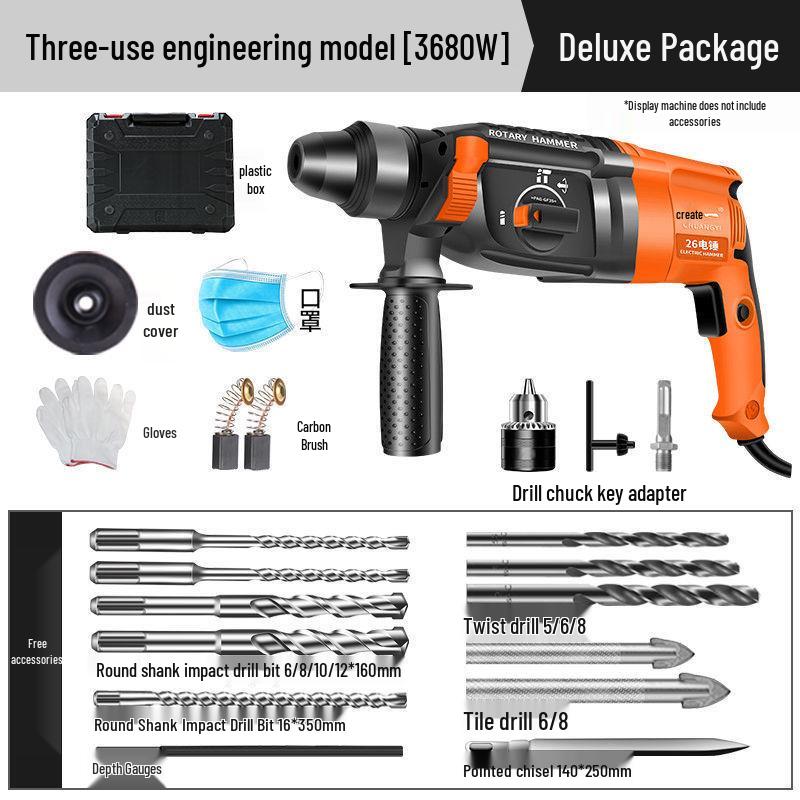 Compact High-Power Electric Impact Drill: Lightweight Dual-Use Hammer for Home & Industrial Use