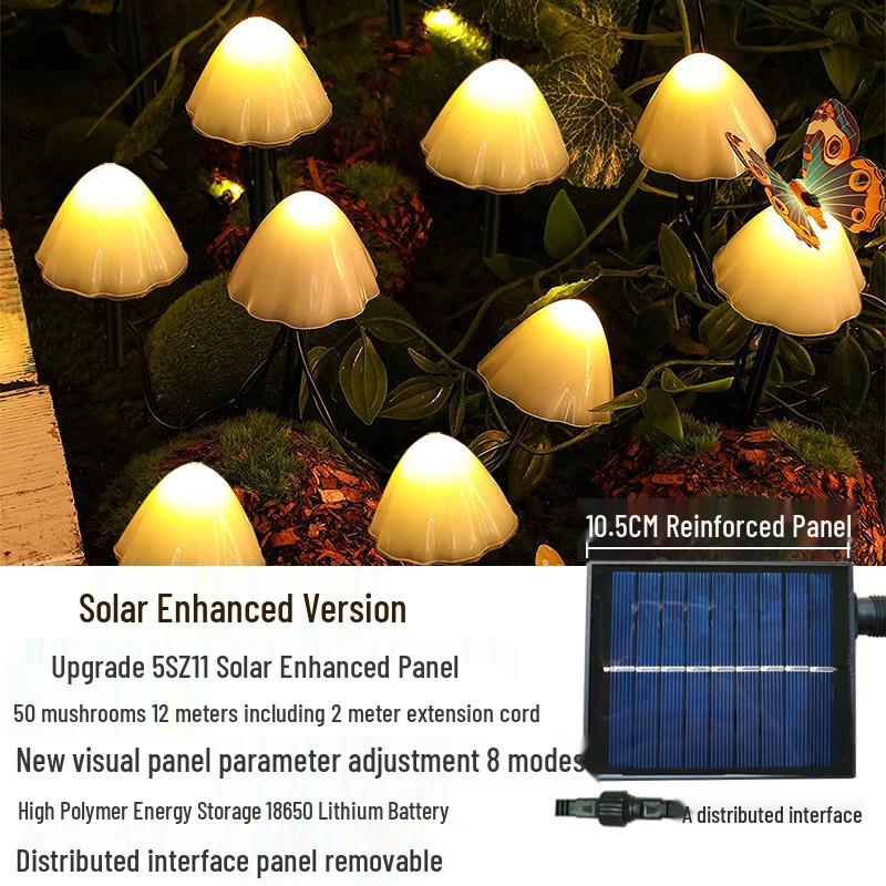 Waterproof Solar Mushroom String Lights for Outdoor Courtyard & Garden Decoration