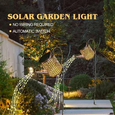 Solar Watering Can Light Outdoor Garden Art LED String Light Hanging Kettle Lantern Pathway Patio Decorative Lamp Stake Light