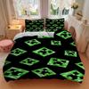 3pcs Minecraft Creeper Face Home Bedding Set-Universal Three-Piece Suit for Bedroom, Guest Room, Living Room, Hotel-Perfect Gift for Fans, T