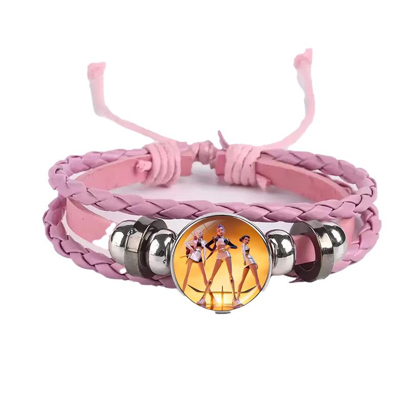 Cross-border Fashion Demon Hunter Bracelet: Time Gem Bangle for Men and Women, Couple's Leather Woven Black Hand Rope