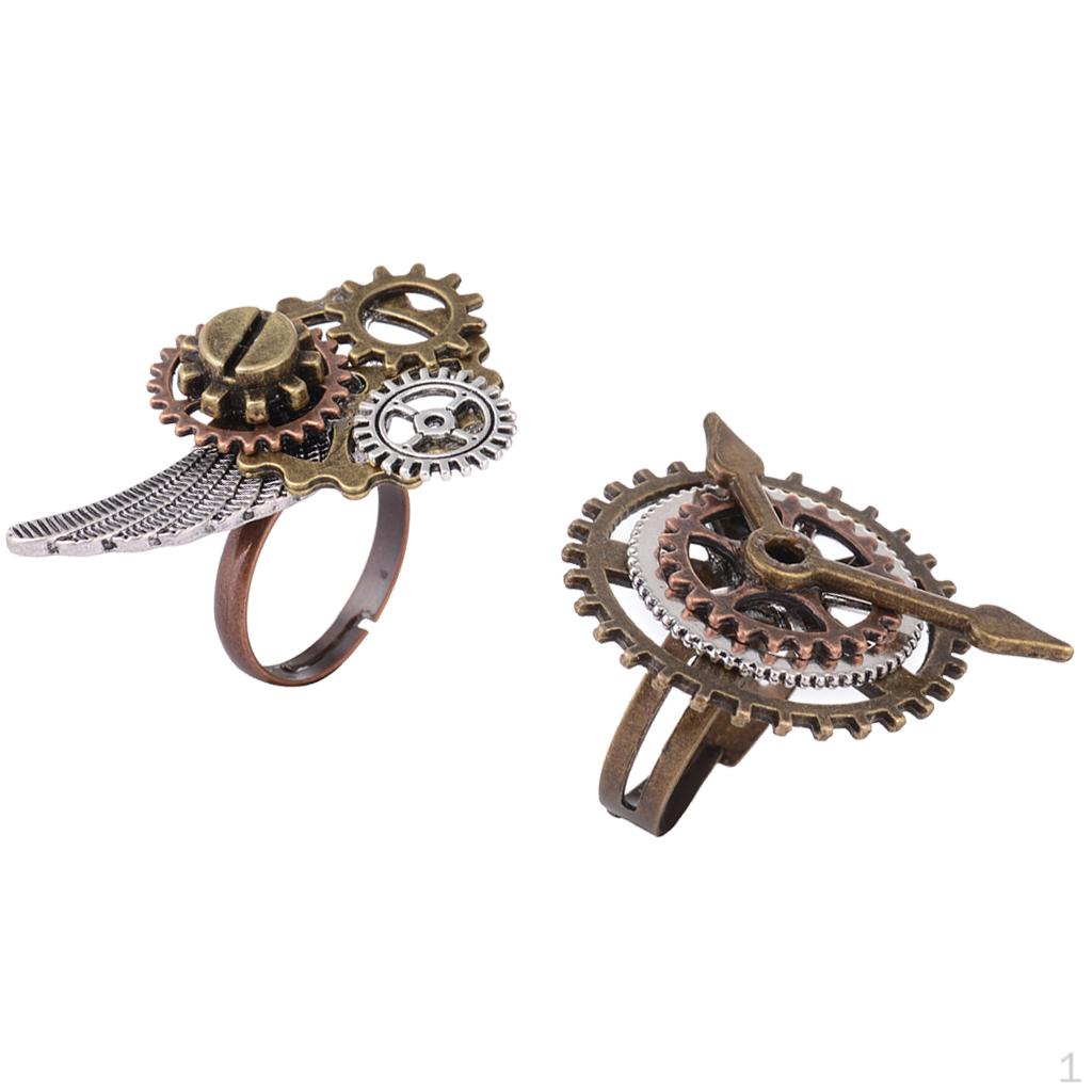 

2 шт. стиль стимпанк Шестерни Заводной механизм кольцо регулируемые ювелирные подарки
