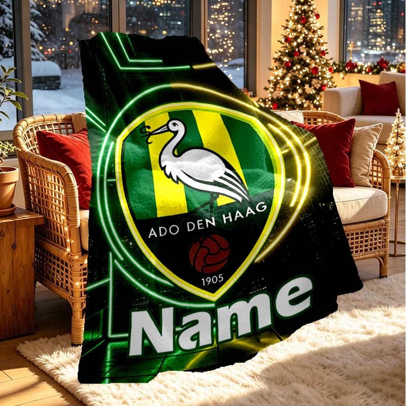 Custom Name Personalized ADO Den Haag Print Blanket, Home Decor, Bedroom, Sofa, Camping, Couch, Gifts for Birthday Christmas