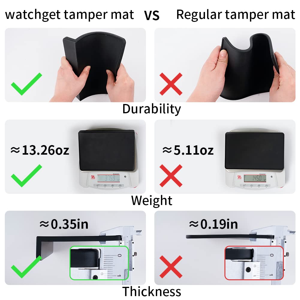 watchget Tamper Mat Coffee Tamper Coffee Mat Extra Thick Tamping Mat Heat Resistant Espresso Mat Silicone Protect Tables and Holders Black