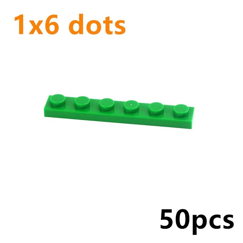 50Pcs DIY Building Blocks Thin Plate 1x6 Dots Classic Bricks Educational Creative Size Compatible With 3666 Toys for Kids