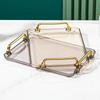 Rectangular Plastic Serving Tray with Gold Handles