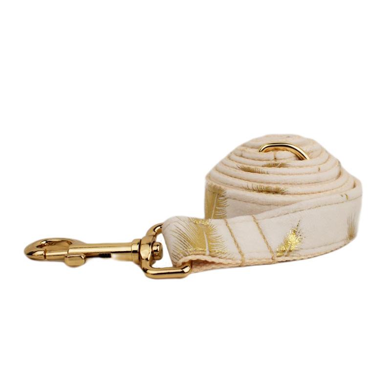 

White feather flannel pet collar leash dog collar large, medium and small dog neck ring dog chain bow set XS