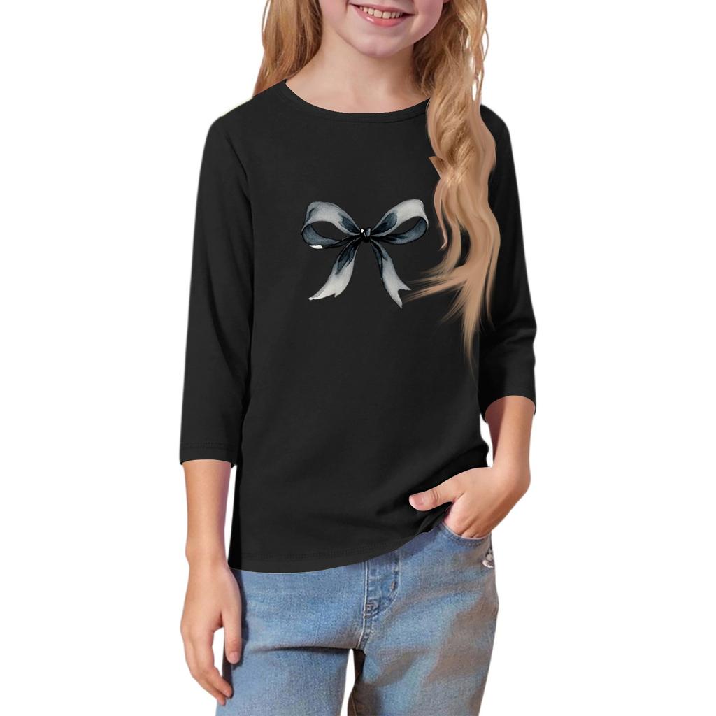 Dětské tričko s 3/4 rukávem a kulatým výstřihem, pro každodenní nošení, s potiskem