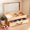 Sears Wooden Jewelry Box, Natural Brown, s98-0001-nb, for Necklaces, Rings, and Earrings, Large Capacity