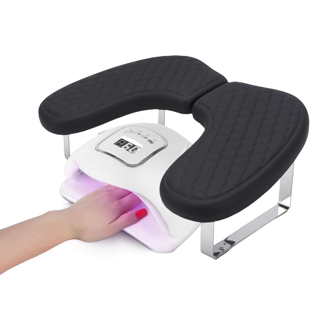 U Shaped Manicure Arm Rest Ergonomic PU Leather Nail Arm Rest with Phone Holder for Home Salon Use