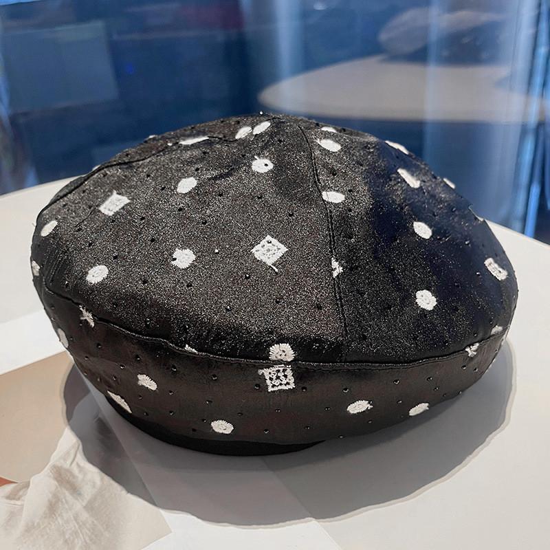 Chic Vintage Plaid Beret Hat With Satin Shine Fabric For Women Winter Fashion
