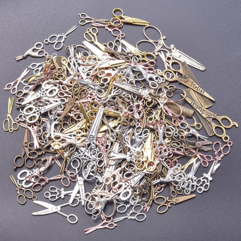 10/20/30/50pcs DIY Tool Scissors Charm For Jewelry Making Accessories Mix Clipper Pedant Handmade Components Materials Breloque
