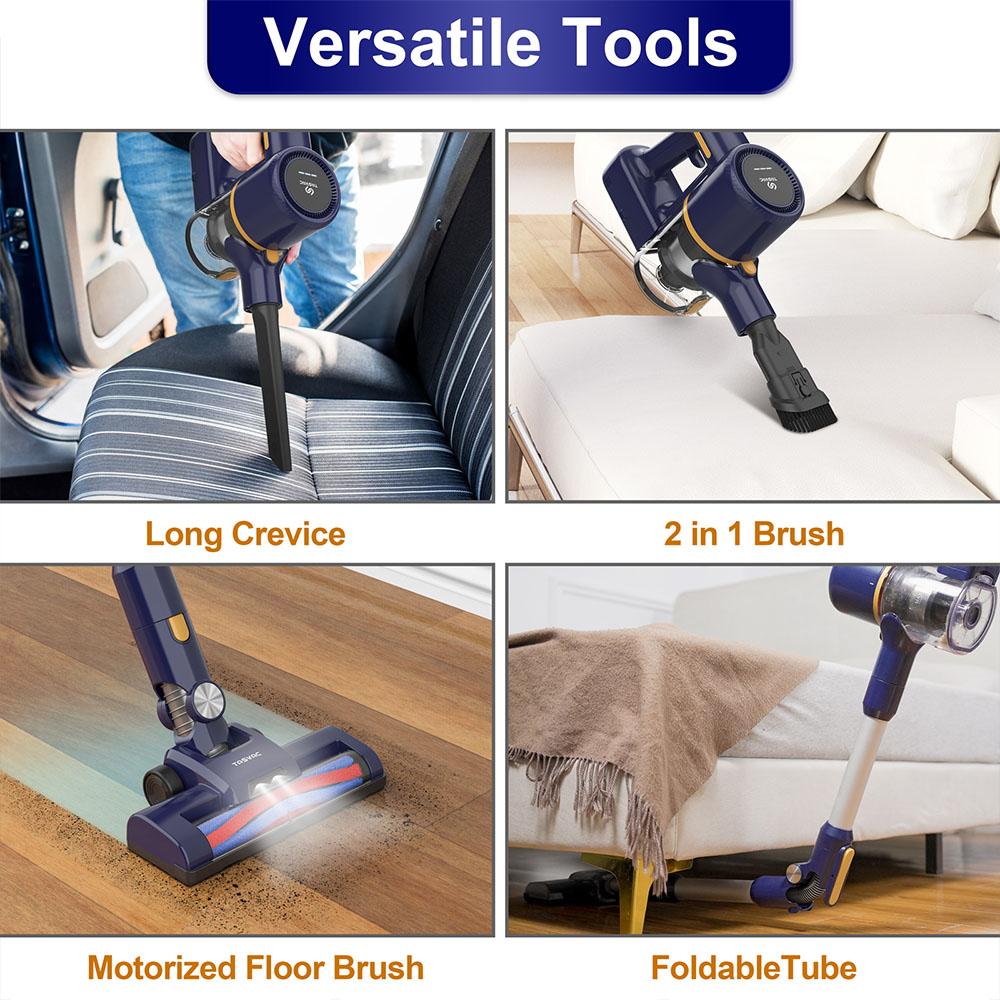 TASVAC N7 Cordless Vacuum Cleaner, 14kPa Suction, 180° Foldable Rod, 2200mAh Rechargeable Battery, LED Headlight, Blue - EU Plug