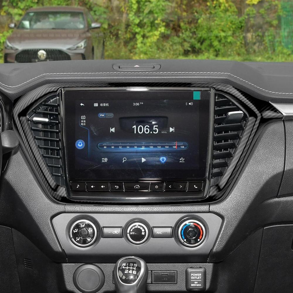 For ISUZU D-MAX DMAX 2021 - 2023 LHD Dashboard Central Control Trim Cover Navigation ABS Carbon Fiber Stickers Car Styling