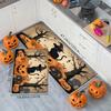 huaqianguhh 2Pcs/Set Halloween Kitchen Rugs, Anti Slip Absorbent Floor Mats, Pumpkin Black Cat Ghost Designs, Decorative Rugs for Living Room Bathroom