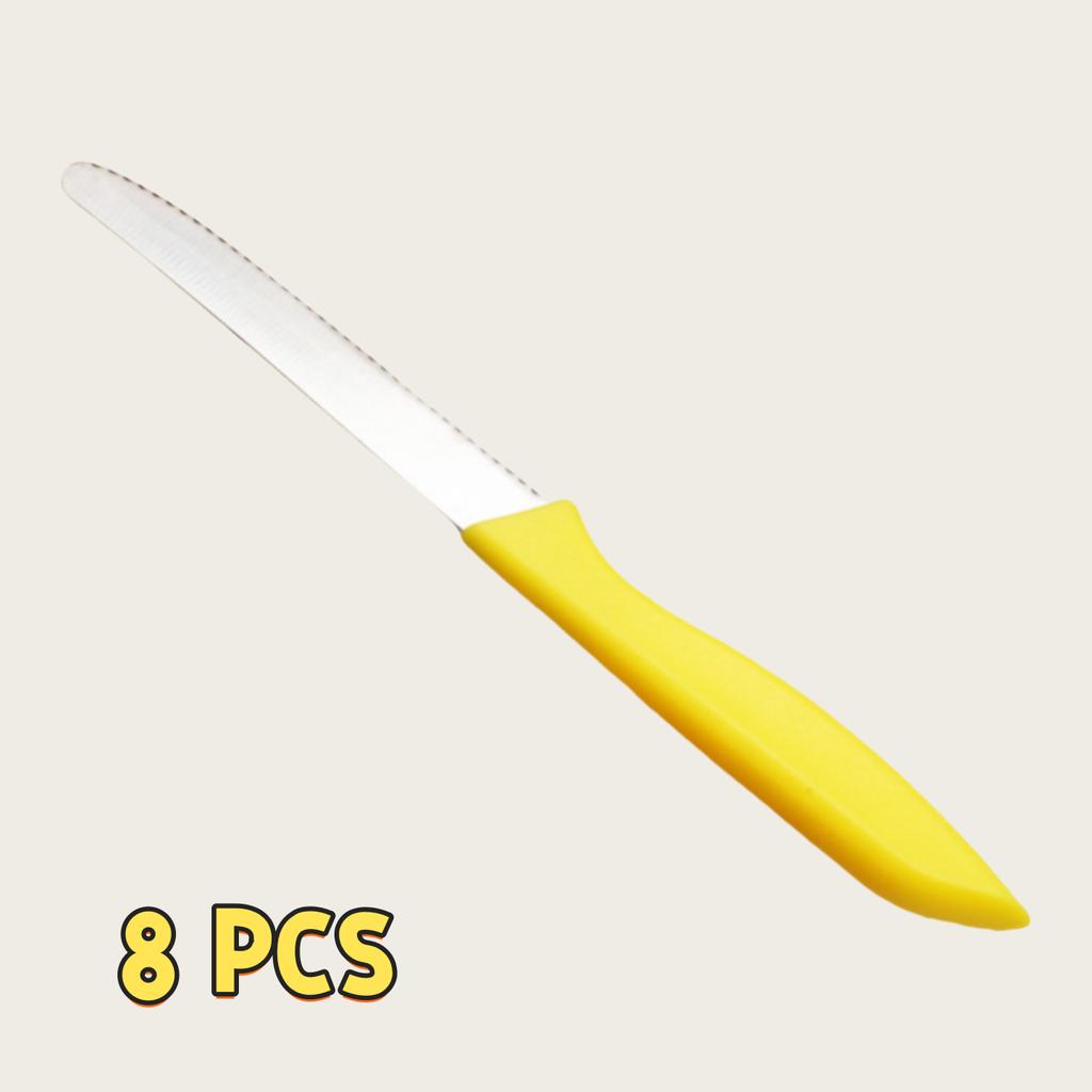 Serrated Steak Knife, Stainless Steel Steak Knife With Pointed Tail Plastic Handle, Multifunctional Kitchen Bread Dessert Knife