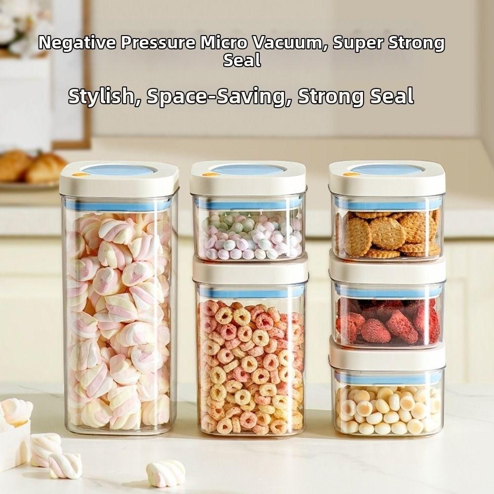 380/1100/1800ml Vacuum Food Storage Box Fresh-Keeping Transparent Kitchen Storage Jars Press-type Food Grade Grains Cans Kitchen