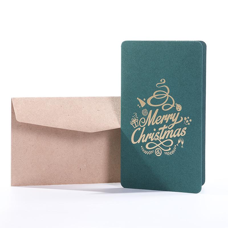 Creative Green Retro Hot Stamped Christmas Greeting Card with Envelope